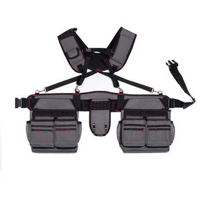 Sac de ceinture pour outils Shuangmeng'er YB-021, noir classique avec surpiqûres rouges, ceinture d'électricien, bandoulière, tissu Oxford durable - Product Image 2