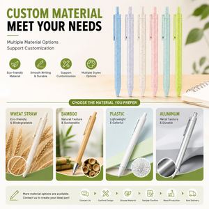 Produits écologiques, stylo à bille en paille de blé biodégradable et recyclé, logo personnalisé imprimé, stylo promotionnel pour les événements d'entreprise - Product Image 3