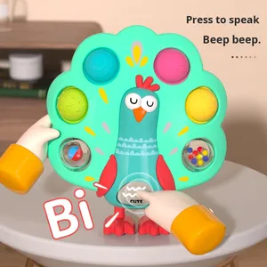 Cube d'activités pour tout-petits, jouet éducatif précoce et de décompression, avec sons de mère et bébé, jouets doux en forme de paon pour l'entraînement des doigts - Product Image 3