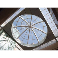Structure de dôme en verre trempé en acier pour atrium et puits de lumière de centre commercial à faible coût