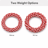 Jouet à mâcher pour chien en corde de coton tressée, anneau durable pour tirer la balle, jouet de dentition pour animaux de compagnie, rouge et blanc