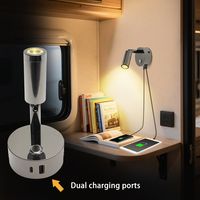 Aluminio RV Yate Barco Interior Luz LED 10V30V Amplio voltaje Atenuación táctil Puertos USB duales Carga rápida de la TYPE-C