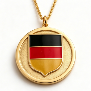 Médaille en alliage de zinc plaqué or avec design de drapeau allemand en émail, pendentif circulaire souvenir - Product Image 3