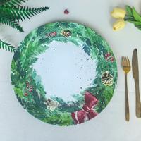 Assiette de présentation ronde en plastique blanc de 13 pouces, motif floral vintage, pour décoration de table de mariage et de fête