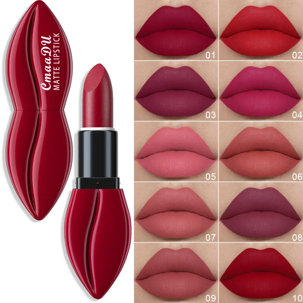 HANDAIYAN Rouge à lèvres mat Facile à utiliser 10 couleurs Maquillage Mat Velours Rouge à lèvres Lèvres Cosmétiques Maquillage