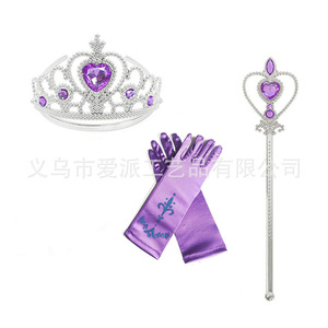 Ensemble de trois pièces Elsa Princesse : Couronne, Baguette Magique Bleue et Gants Imprimés – Accessoire de Costume La Reine des Neiges pour Fête d'Anniversaire - Product Image 3