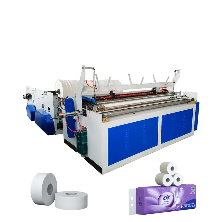 Hocheffiziente und leistungsstarke toilettenpapier-schneide- und rückwickelmaschine toilettenpapier-maschine produktionslinie
