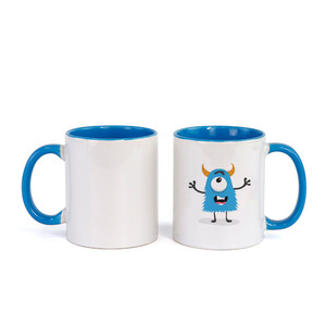 Trống Trắng thăng hoa biểu tượng tùy chỉnh bên trong màu đầy màu sắc xử lý 11oz <span class=keywords><strong>Mug</strong></span> gốm - Product Image 3