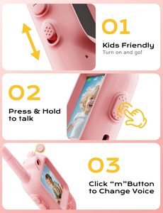 Walkie Talkie Portatili per Bambini, Confezione da 2, Ricaricabili 650mAh, Impermeabili in Plastica, Interfono Video, Portata <1.5km, Giocattolo per Interni/Esterni, per Famiglia - Product Image 5