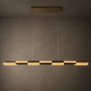 Lampe suspendue linéaire en cristal, luminaire LED linéaire pour cuisine, îlot de cuisine, salle à manger, décoration de style farmhouse - Product Image 3