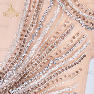 Popolare all'ingrosso fatto a mano pesante corpetto di perline costume di cristallo strass applique <span class=keywords><strong>milano</strong></span> sfilata di moda - Product Image 3