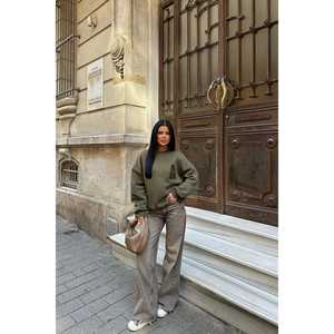 Sweat-shirt et sweat à capuche brodés pour femme, couleur kaki - Product Image 3