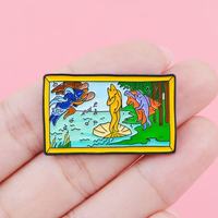 Pin Logam Grosir Bergaya Kartun Kreatif Desain Seni Pin Serbaguna Seri Lukisan Minyak Van Gogh Cetak UV Bros Enamel