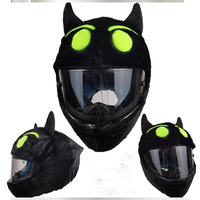 Housse de casque intégral en peluche avec cornes de diable mignonnes, coupe-vent et élégante, pour casques de moto sportifs, en polyester, modèle TKZS-005