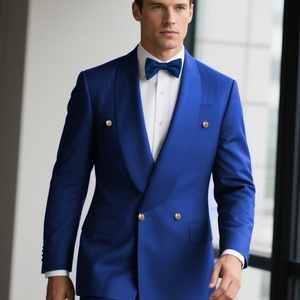 Traje de Negocios Italiano Personalizado con Rayas Azul Marino Transpirable para Hombre, Confección a Medida con Hombros Estilo Nápoles - Product Image 5