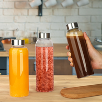 Bouteille d'eau en verre borosilicate à double paroi isolée JIANMEI moderne, sans BPA, 500 ml/1000 ml, bouchon en acier inoxydable anti-fuite