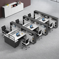 Système de poste de travail extensible ML Modern pour 2 à 8 personnes, bureau commercial en forme de L, panneau en aluminium et bois, environnement partagé à domicile