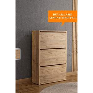 Zapatero Moderno de Madera de 3 Puertas con 6 Estantes, Gabinete de Almacenamiento Montable en Pared que Ahorra Espacio con Características Desmontables de Tela y Plástico - Product Image 2