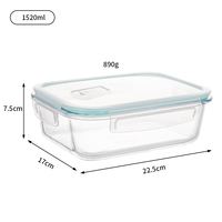Contenants de stockage alimentaire rectangulaires en verre borosilicate avec couvercles en PP, hermétiques, compatibles micro-ondes et congélateur, pour la préparation des repas