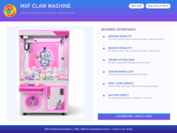 Machine à griffes à vendre, jeu de grue à monnayeur, griffe réglable, paiement par carte et mobile