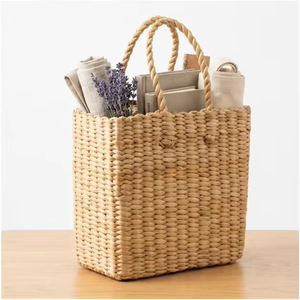 Cesta de Yute Natural Tejida con Asas Trenzadas, Bolsa de Almacenamiento Ecológica para Compras y Transporte de Comestibles - Product Image 2