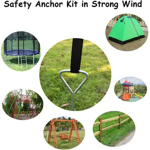 Leeao Ground Anchor Solid Steel Swing Anchors Outdoor Camping Dog Tie Out Stake High Wind Trampoline Protect Anchor