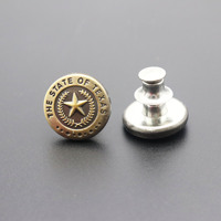 Botón de logotipo de metal personalizado de latón y cobre de fábrica, botón firme para pantalones vaqueros dorados de otoño no es fácil