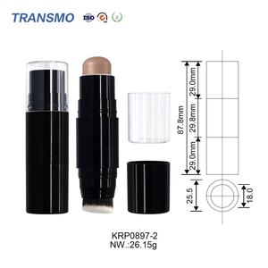 Stick de fond de teint en plastique recyclé, emballage vide pour stylo bronzer, stick illuminateur double embout avec pinceau - Product Image 2