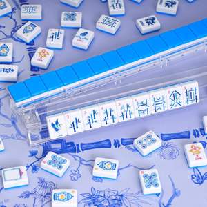 มีสินค้าในสต็อก ขนาด 1.24*0.91*0.63 นิ้ว ชุดไพ่นกกระจอกอะคริลิคแกะสลัก 4 ชั้น ดีไซน์ใหม่ หรูหรา 160 ชิ้น สีฟ้าอ่อนขาวสไตล์อเมริกัน - Product Image 3