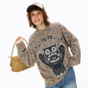 OEM/ODM pull-over tricoté en fil à boucle <span class=keywords><strong>manteau</strong></span> femmes automne Style coréen paresseux épais anti-boulochage doux cireux haut <span class=keywords><strong>court</strong></span> - Product Image 2