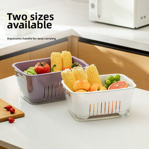 Cesta de drenaje de plástico de doble capa, colador multifuncional para lavar frutas y verduras, para almacenamiento en la cocina - Product Image 4