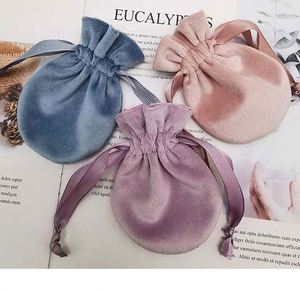 Bolsa de Terciopelo con Base Redonda y Cordón, Bolsa de Regalo con Logotipo Personalizado, Bolsa de Tela de Lujo para Empaque de Joyería, Bolsa de Almacenamiento para Recuerdos de Boda - Product Image 6
