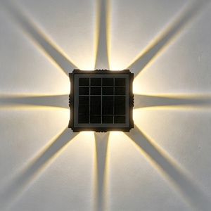 Hot selling black IP65 waterproof solar wall <b>light</b> 8LED outdoor staircase <b>corridor</b> and garden decoration LED <b>light</b> - Product Image 1