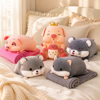 Grande couverture-oreiller en peluche animale de dessin animé 2-en-1, couette climatisante, adorable poupée en peluche pour dormir, se détendre et décorer la maison
