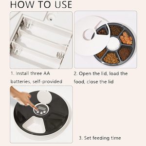 Comedero Automático para Perros con Temporizador, 6 Compartimentos Separados, Pantalla LCD Inteligente, Funciona con Batería, Material ABS, Uso en Interiores, Dispensador de Comida - Product Image 5