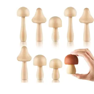 Cheap Wholesale Unfinished Wooden Mushroom Unpainted Wooden Mushroom For Arts