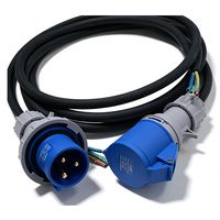 Cable de alimentación con enchufe hembra CEE 32A de 3 pines, cable de neopreno H07RN-F de 3*6 mm² con terminal de anillo o extremo abierto