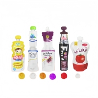 Pochette souple en plastique avec bec verseur, sac alimentaire personnalisé pour sauce tomate, ketchup, jus, vente en gros