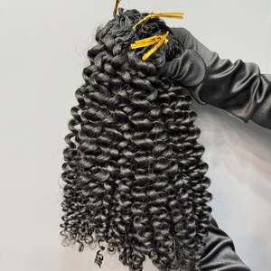 <span class=keywords><strong>Cheveux</strong></span> humains bouclés pour femmes noires, style bob court, avec tresses en crochet à boucles italiennes et tresses en boîte à boucles lâches à la française - Product Image 4