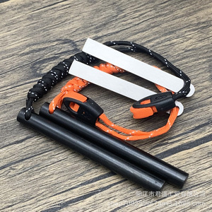 Allume-feu en magnésium 13x130mm, coupe-vent, étanche, outil de survie en plein air avec poignée en corde orange - Product Image 3