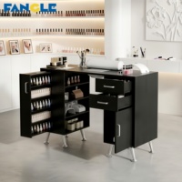 Meubles de salon durables, table de manucure multifonctionnelle, table à ongles de haute qualité, étagère à vernis à ongles noire, table avec tiroirs