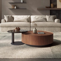 Meja kopi desainer populer set meja teh kecil mewah modern kayu bulat untuk furnitur ruang tamu