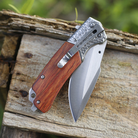 Couteau pliant d'extérieur en acier inoxydable de qualité, vente directe, avec manche en bois antidérapant