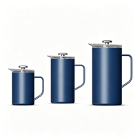 Cafetière à piston en acier inoxydable 304 de qualité alimentaire, durable, à double paroi isolée, vente en gros, logo et couleur personnalisés