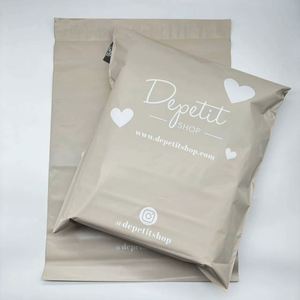 Custom LOGO Printed <b>Waterproof</b> Poly Ship Mailer Peach Nude Beige Polymailer Shipping Bag for Clothing - Product Image 1