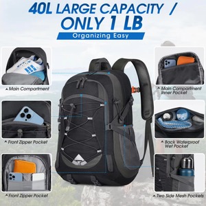 Mochila <span class=keywords><strong>de</strong></span> Trekking Plegable con Logotipo Personalizado, <span class=keywords><strong>40</strong></span> <span class=keywords><strong>Litros</strong></span>, Ligera, Portátil, Impermeable, con Cierre <span class=keywords><strong>de</strong></span> Cremallera <span class=keywords><strong>de</strong></span> Poliéster, para Senderismo, Camping y Actividades al Aire Libre - Product Image 5