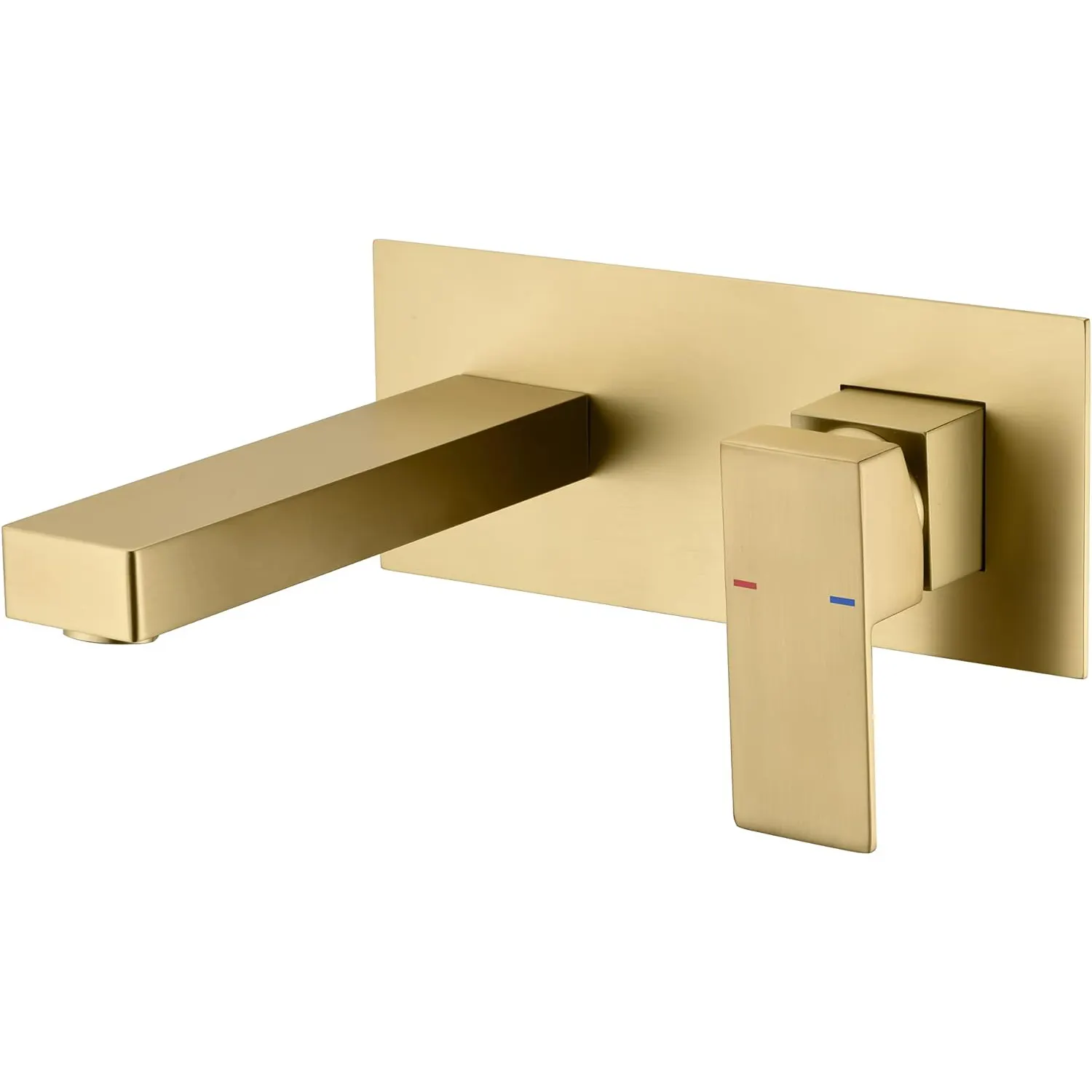 Brushed Gold Wall Mount Bathroom Faucet Single Handle Vessel Sink Faucet