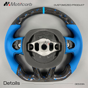 Volante de fibra de carbono personalizado para Dodge Charger Challenger Hellcat SRT 392 R/T 2013-2023 con empuñaduras de cuero azul - Product Image 5