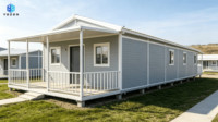 Maisonnette Modulaire en Acier Style Ferme avec Porche Avant – Bureau Portable et Maison d'Invités Idéale pour Jardin, Resort ou Hébergement Temporaire
