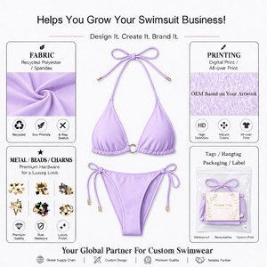 Costumi da Bagno Personalizzati all'Ingrosso per Donne, Bikini Brasiliano <span class=keywords><strong>Micro</strong></span> Triangolare con Laccetti, Set Due Pezzi - Product Image 6